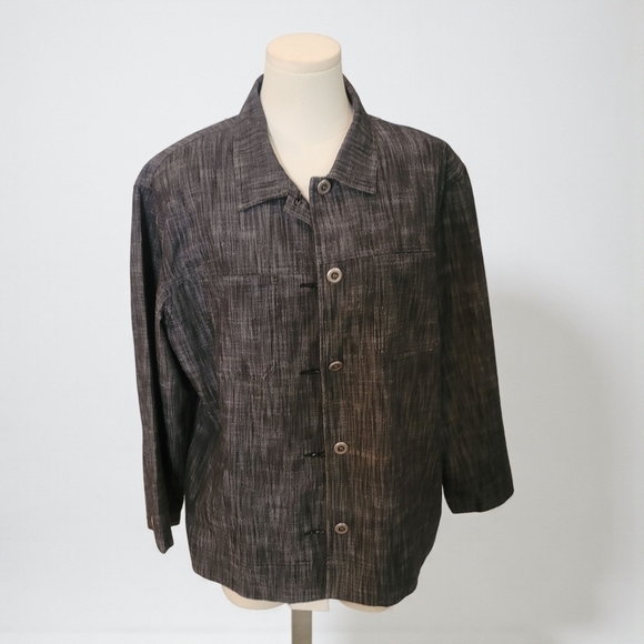 Multiples Tops - Multiples -  Large Dark Gray Shirt Jacket